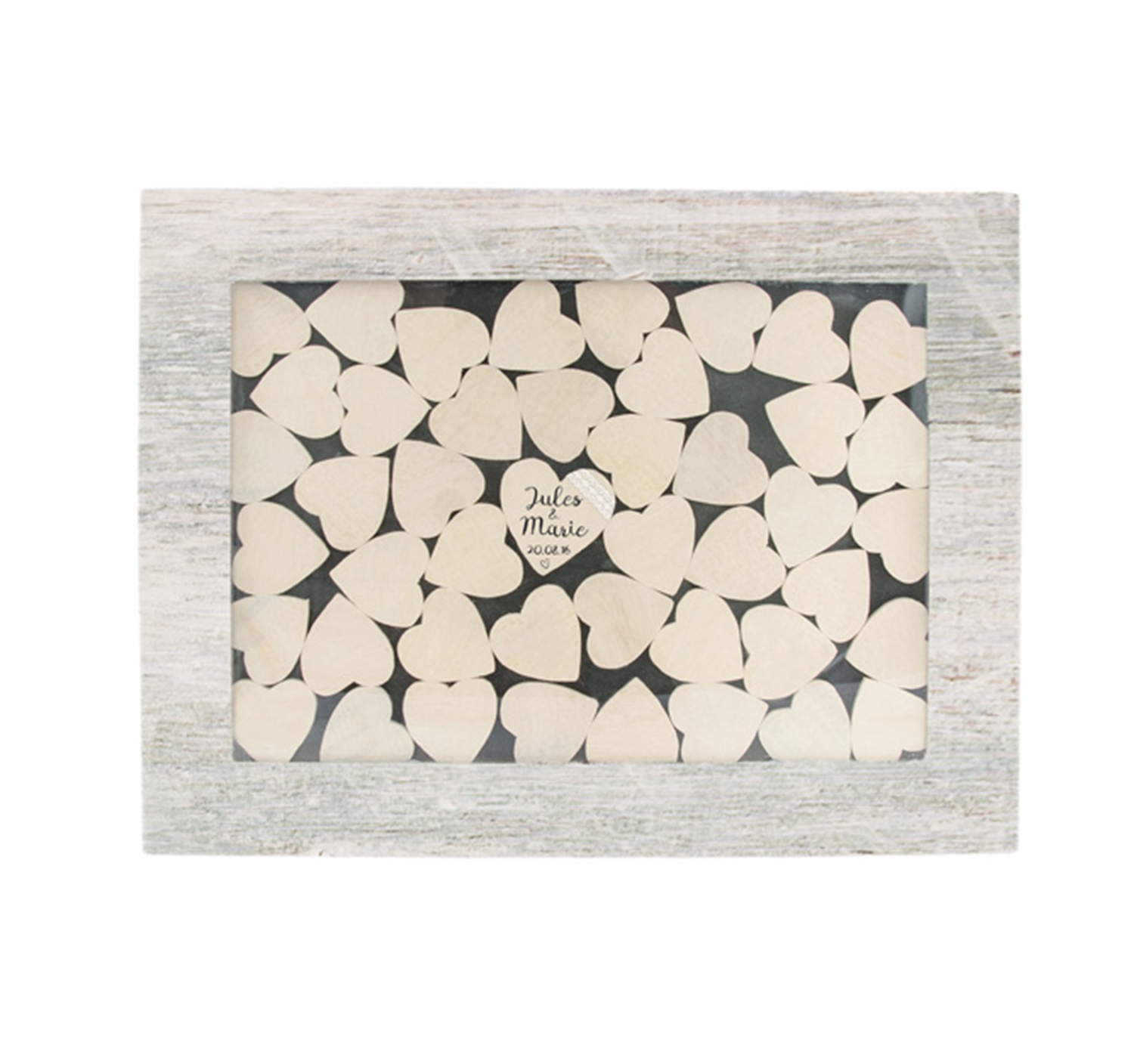 Personalisiertes Gastebuch Hochzeit Geschenk Bilderrahmen Mit 53 Holzherzen