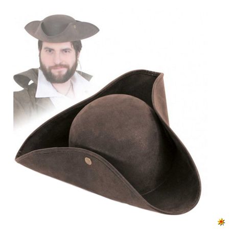 Piraten-Hut Lederoptik, braun Piraten-Hut