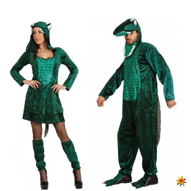 Kostüm Krokodil Frau, Kleid grün